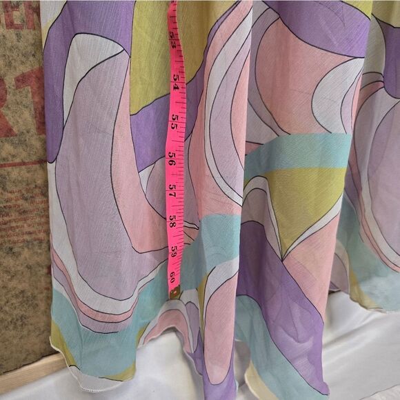 ASOS Design pastel kawaii ruffle asymmetric maxi dress in abstract print 14 - Picture 7 of 7